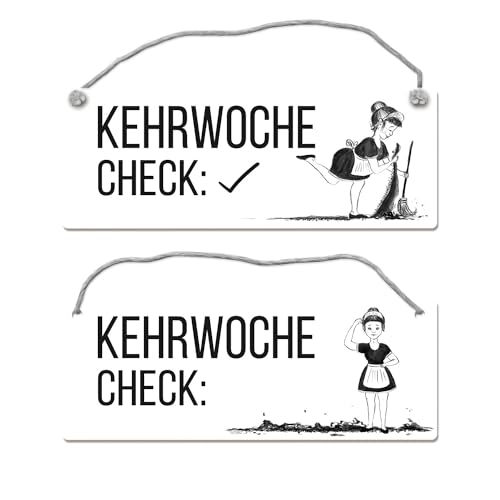 Kehrwoche ist erledigt Wendeschild mit Kordel Schild Türschild Kehrwisch Besen von trendaffe