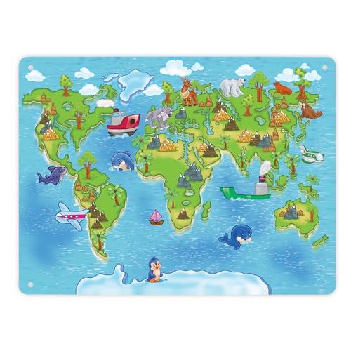 Kinder Weltkarte Metallschild XL von trendaffe