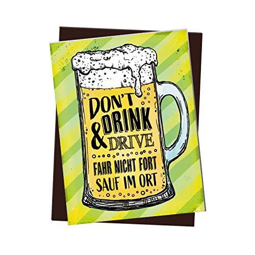 Kühlschrankmagnet mit Bier Motiv und Spruch: Don't Drink and Drive - Fahr Nicht Fort Sauf im Ort von trendaffe