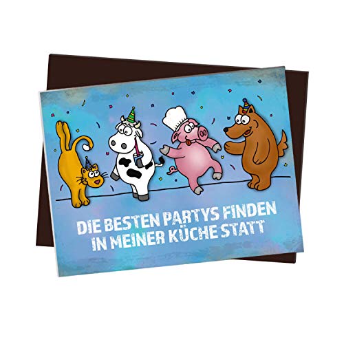 Kühlschrankmagnet mit Comic Motiv und Spruch: Die besten Partys Finden in meiner Küche statt von trendaffe