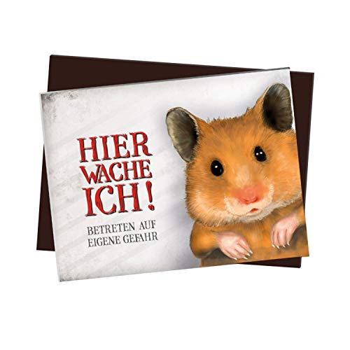Kühlschrankmagnet mit Hamster Motiv und Spruch: Betreten auf eigene Gefahr - Hier wache ich! von trendaffe