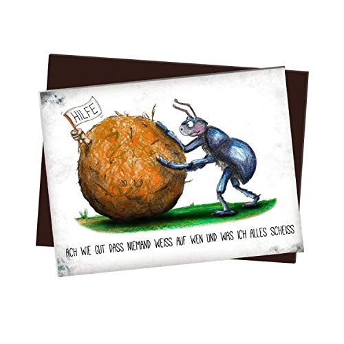 Kühlschrankmagnet mit Mistkäfer Motiv und Spruch: ACH wie gut DASS niemand weiß auf Wen und was ich Alles scheiß. Kühlschrankmagnet mit Mistkäfer Motiv und Spruch: ACH wie gut DASS niemand weiß auf Wen und was ich Alles scheiß. von trendaffe
