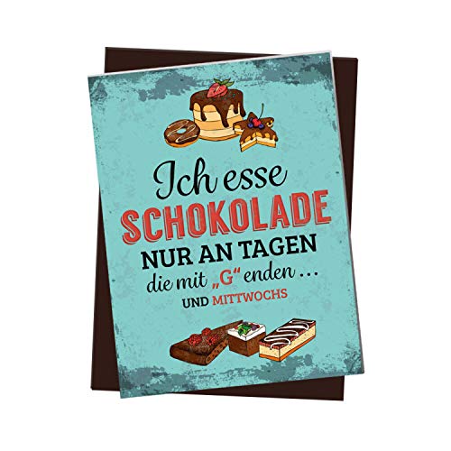 Kühlschrankmagnet mit Schokolade Motiv und Spruch: Ich Esse Schokolade nur an Tagen die mit G Enden Und mittwochs von trendaffe