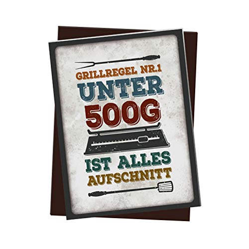 Kühlschrankmagnet mit Spruch: Grillregen Nr.1 Unter 500g ist Alles Aufschnitt von trendaffe