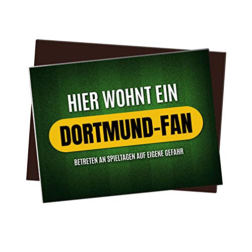 Kühlschrankmagnet mit Spruch: Hier wohnt EIN Dortmund-Fan von trendaffe