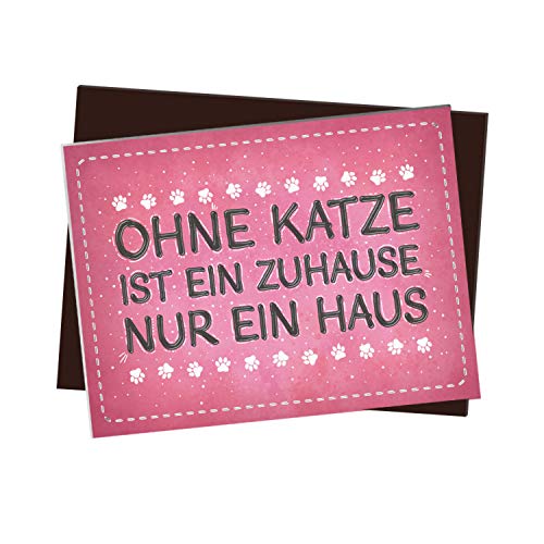 Kühlschrankmagnet mit Spruch: Ohne Katze ist EIN Zuhause nur EIN Haus von trendaffe