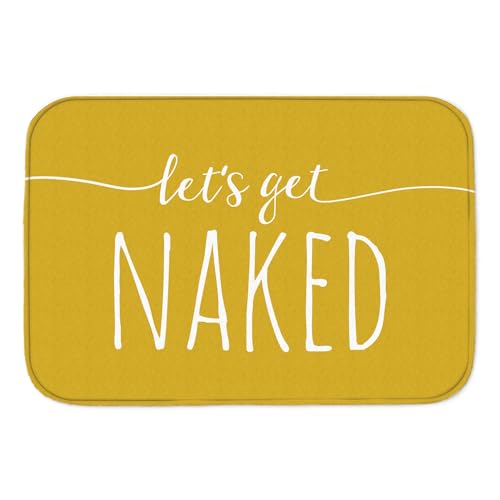Let's get Naked Badematte in gelb nackig nackt Badewanne Dusche textilfrei Baden von trendaffe