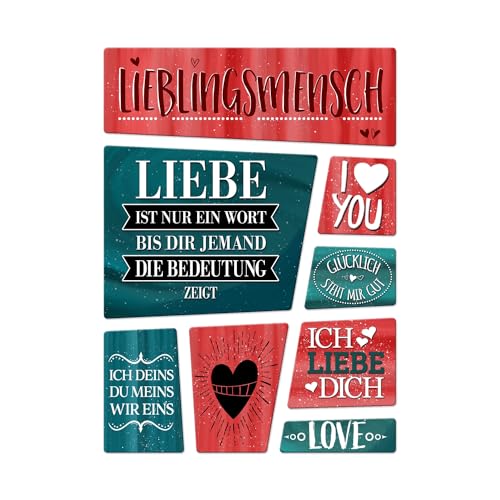 Liebes Kühlschrankmagnete 8er Set zum Thema Liebe Beziehung Glück Mann Frau Herz von trendaffe