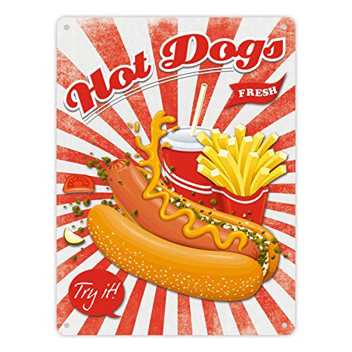 Metallschild XL mit Spruch: Fast Food Hot Dogs Metallschild XL mit Spruch: Fast Food Hot Dogs von trendaffe