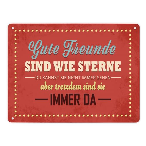 Metallschild XL mit Spruch: Gute Freunde sind wie Sterne… von trendaffe