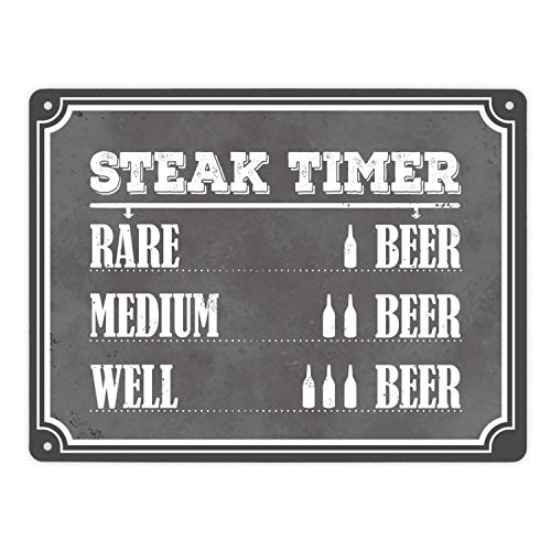 Metallschild XL mit Spruch: Steak Timer von trendaffe