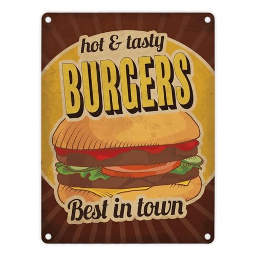 trendaffe - Metallschild mit American Diner Classics - Burgers Motiv von trendaffe