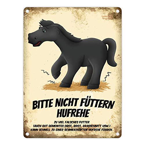Metallschild mit schwarzes Pferd Motiv und Spruch: Bitte nicht füttern - Hufrehe Metallschild mit schwarzes Pferd Motiv und Spruch: Bitte nicht füttern - Hufrehe von trendaffe