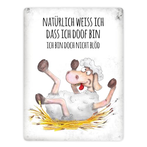 Natürlich weiß ich dass ich doof bin. Ich bin ja nicht blöd. Metallschild XXL mit Schaf Motiv von trendaffe