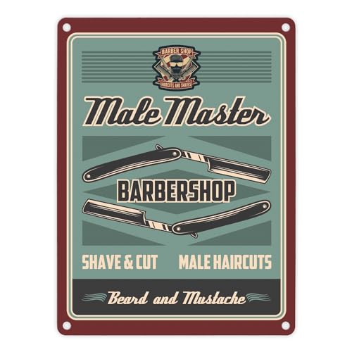 Retro Barber-Shop Metallschild Barbier Barber Laden Bart Kamm Schere Shop Rasur Retro Barber-Shop Metallschild Barbier Barber Laden Bart Kamm Schere Shop Rasur von trendaffe