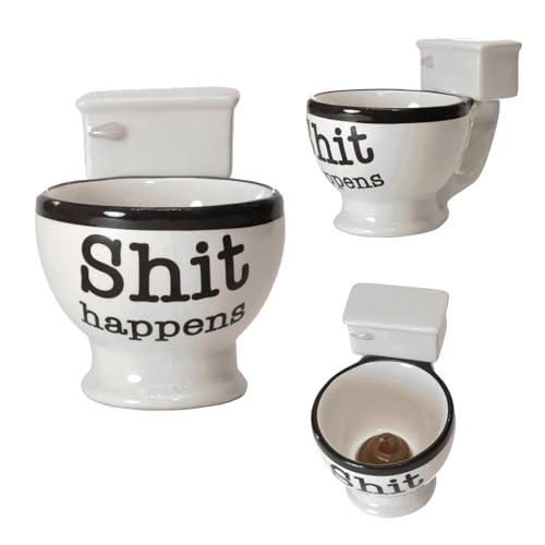 Shit happens WC-Schüssel Kaffeebecher - Toilette Kaffeetasse Toilettenschüssel von trendaffe