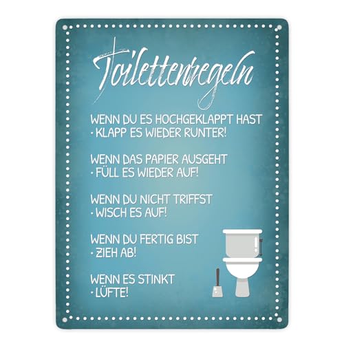 Toilettenregeln Metallschild XXL von trendaffe