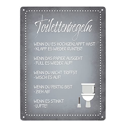 Toilettenregeln Metallschild XXL von trendaffe