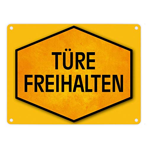 Türe freihalten Warn- und Hinweisschild in Gelb und Schwarz von trendaffe