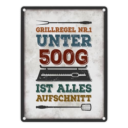 Unter 500g ist alles Aufschnitt Metallschild Fleisch Wurst Grill Grillregel von trendaffe