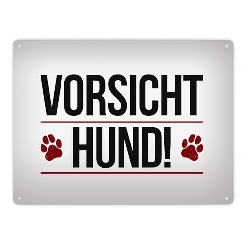 Vorsicht Hund! Metallschild XXL von trendaffe