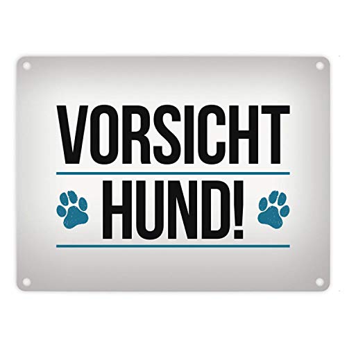 Vorsicht Hund! Metallschild mit Pfoten Motiv in blau Warnung Hinweis Achtung Vorsicht Hund! Metallschild mit Pfoten Motiv in blau Warnung Hinweis Achtung von trendaffe