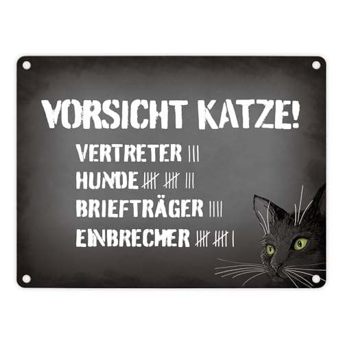 Vorsicht Katze! Metallschild mit Strichliste Motiv Hunde Katzen Einbrecher Türe Vorsicht Katze! Metallschild mit Strichliste Motiv Hunde Katzen Einbrecher Türe von trendaffe