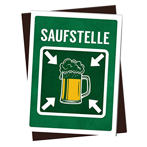 XL Kühlschrankmagnet mit Bier Motiv und Spruch: Saufstelle von trendaffe