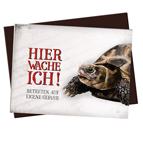 XL Kühlschrankmagnet mit Schildkröte Motiv und Spruch: Betreten auf eigene Gefahr - Hier wache ich! von trendaffe