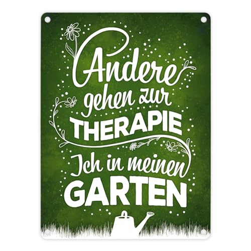 Andere gehen zur Therapie ich in meinen Garten Metallschild Pflanzen Blume Natur von trendaffe