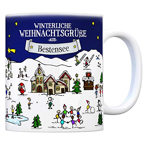 trendaffe Bestensee Weihnachten Kaffeebecher mit winterlichen Weihnachtsgrüßen - Tasse, Weihnachtsmarkt, Weihnachten, Rentier, Geschenkidee, Geschenk von trendaffe