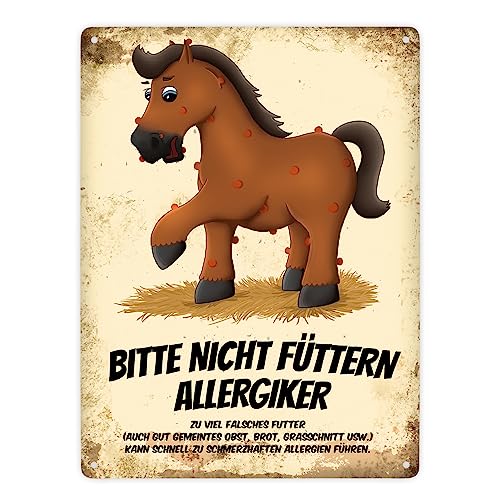 Bitte nicht füttern - Allergiker Metallschild XXL mit braunem Pferd Motiv von trendaffe