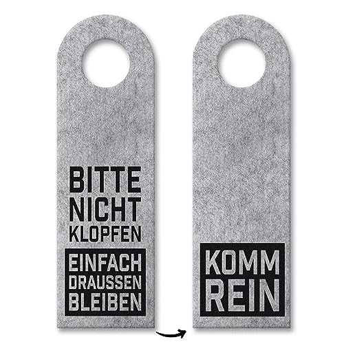 trendaffe - Bitte Nicht klopfen, einfach draußen bleiben oder Komm rein Türhänger in Grau von trendaffe