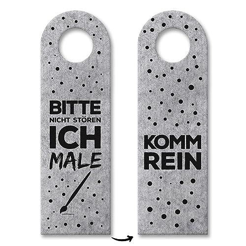 trendaffe - Bitte Nicht stören, ich Male oder Komm rein Türhänger mit Pinsel Motiv in Grau von trendaffe