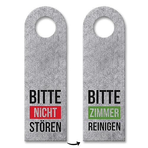 trendaffe - Bitte Nicht stören oder Zimmer reinigen Türhänger mit farbigen Balken in Grau von trendaffe