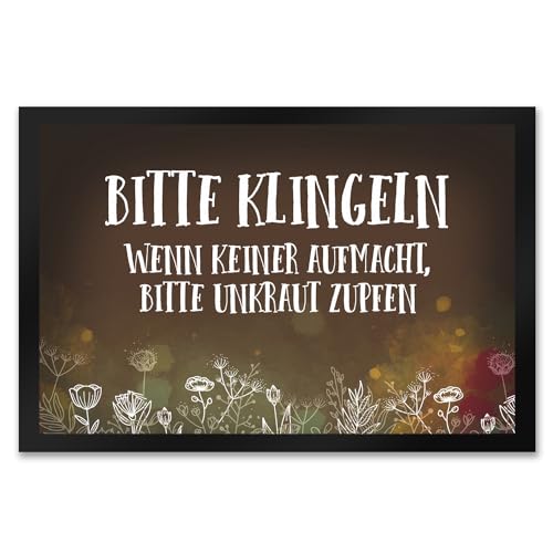 trendaffe - Bitte klingeln - Unkraut Fußmatte XXL mit Blumen Motiv von trendaffe