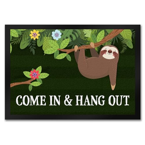 trendaffe - Come in and Hang Out Fußmatte mit Faultier Motiv Dschungel chillen Haustüre von trendaffe