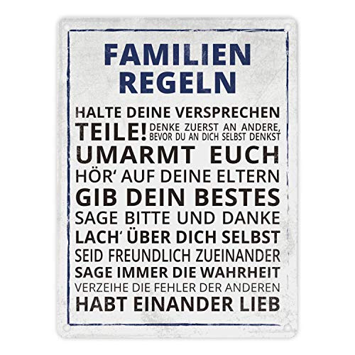 trendaffe - Das Familien Regeln Metallschild in 15x20 cm von trendaffe -