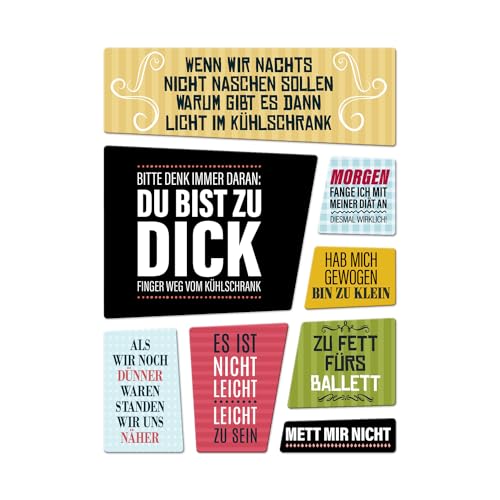 Diät Kühlschrankmagnete 8er Set zum Thema: Abnehmen Fett Dick Essen Süßigkeiten von trendaffe