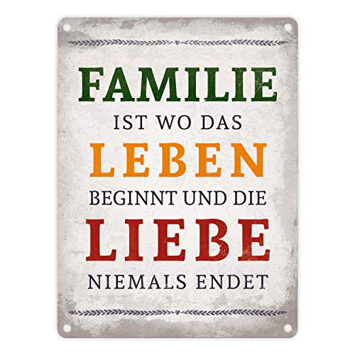 trendaffe - Familie ist Leben und Liebe Blechschild in 15x20 cm - Metallschild Reklameschild Dekoschild von trendaffe -