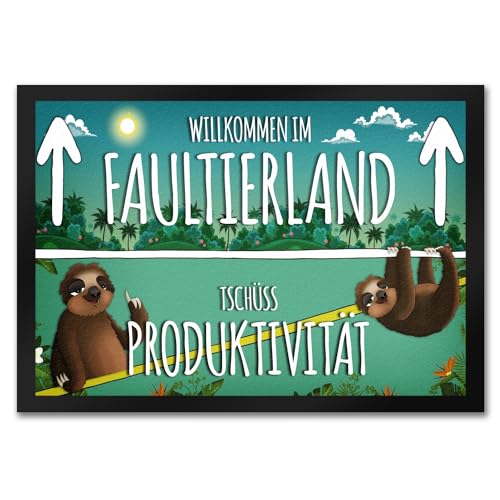 trendaffe - Willkommen im Faultierland Fußmatte mit Faultier Motiv von trendaffe