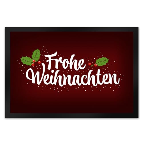 trendaffe - Frohe Weihnachten Fußmatte XL mit Blätter und Beeren Motiv von trendaffe