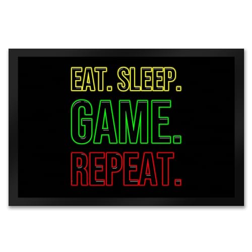 trendaffe Fußmatte Eat. Sleep. Game. Repeat. Zocker Schmutzfänger für Gamer von trendaffe