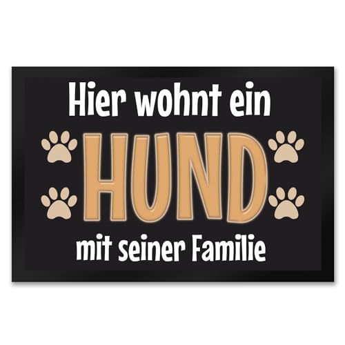 trendaffe - Fußmatte Hier wohnt EIN Hund mit Seiner Familie von trendaffe -