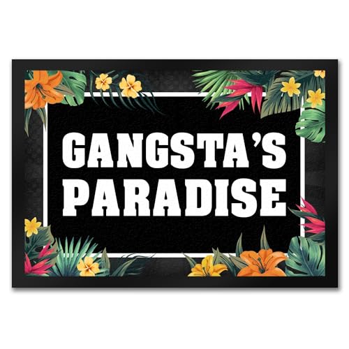 trendaffe Gangsta's Paradise Fußmatte mit Blumen Motiv Tropic Gangster Wohnung Haus Blume von trendaffe