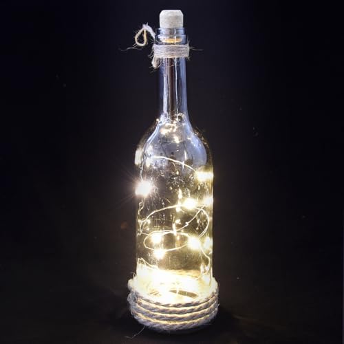 trendaffe Glasflasche Dekolampe mit 10 LEDs - Dekoleuchte Dekolicht von trendaffe