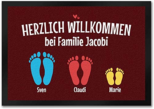 trendaffe - Herzlich Willkommen Fußmatte personalisiert mit deinem Namen von trendaffe -