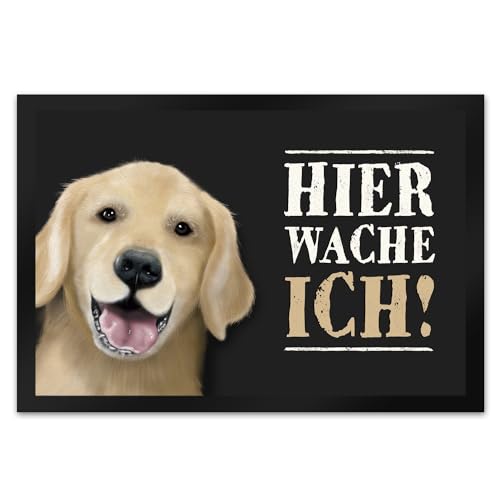 trendaffe Hier wache ich! GOLDEN Retriever Fußmatte XL mit Golden Retriever Motiv von trendaffe