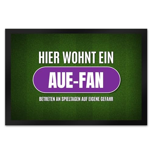 trendaffe - Hier wohnt EIN AUE-Fan Fußmatte XL mit Rasen Motiv von trendaffe