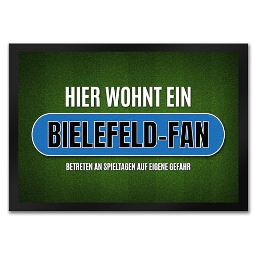 trendaffe - Hier wohnt EIN Bielefeld-Fan Fußmatte mit Rasen Motiv Fußball Bielefeld Verein von trendaffe